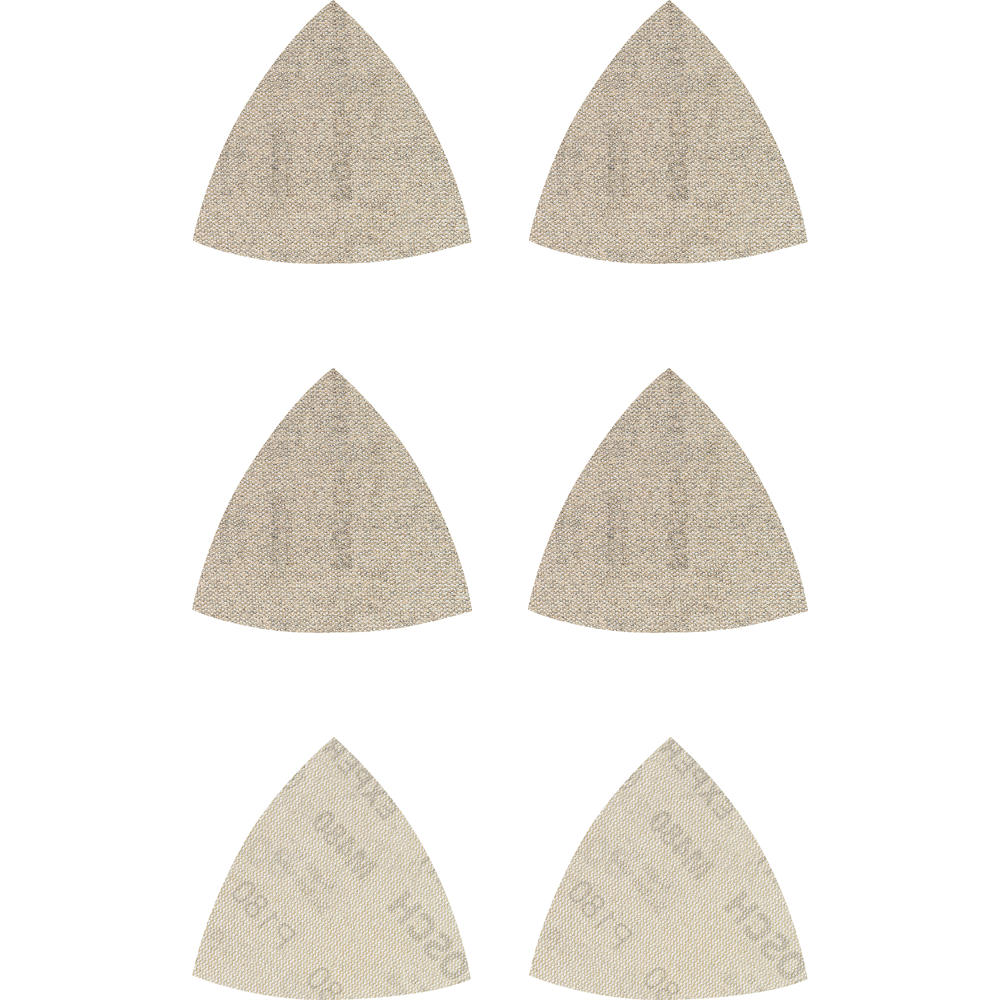 Image of Bosch EXPERT M480 Quick Fit Net Delta Sanding Sheets for Paint and Wood 93mm x 93mm Assorted Pack of 6