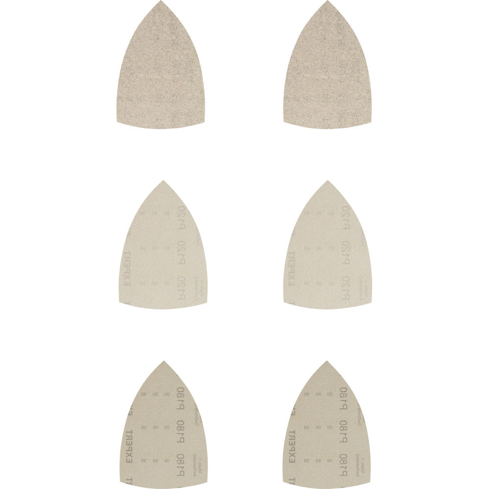 Image of Bosch EXPERT M480 Hook and Loop Large Delta Sanding Sheets for Paint and Wood 100mm x 150mm Assorted Pack of 10