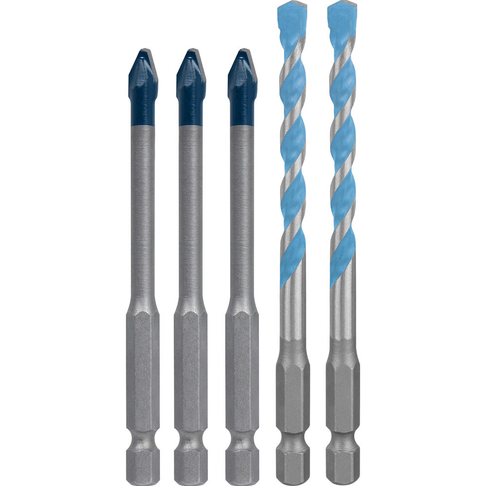 Image of Bosch EXPERT 5 Piece 6mm HEX-9 Hard Ceramic Tile and Multi Construction Drill Bit Set