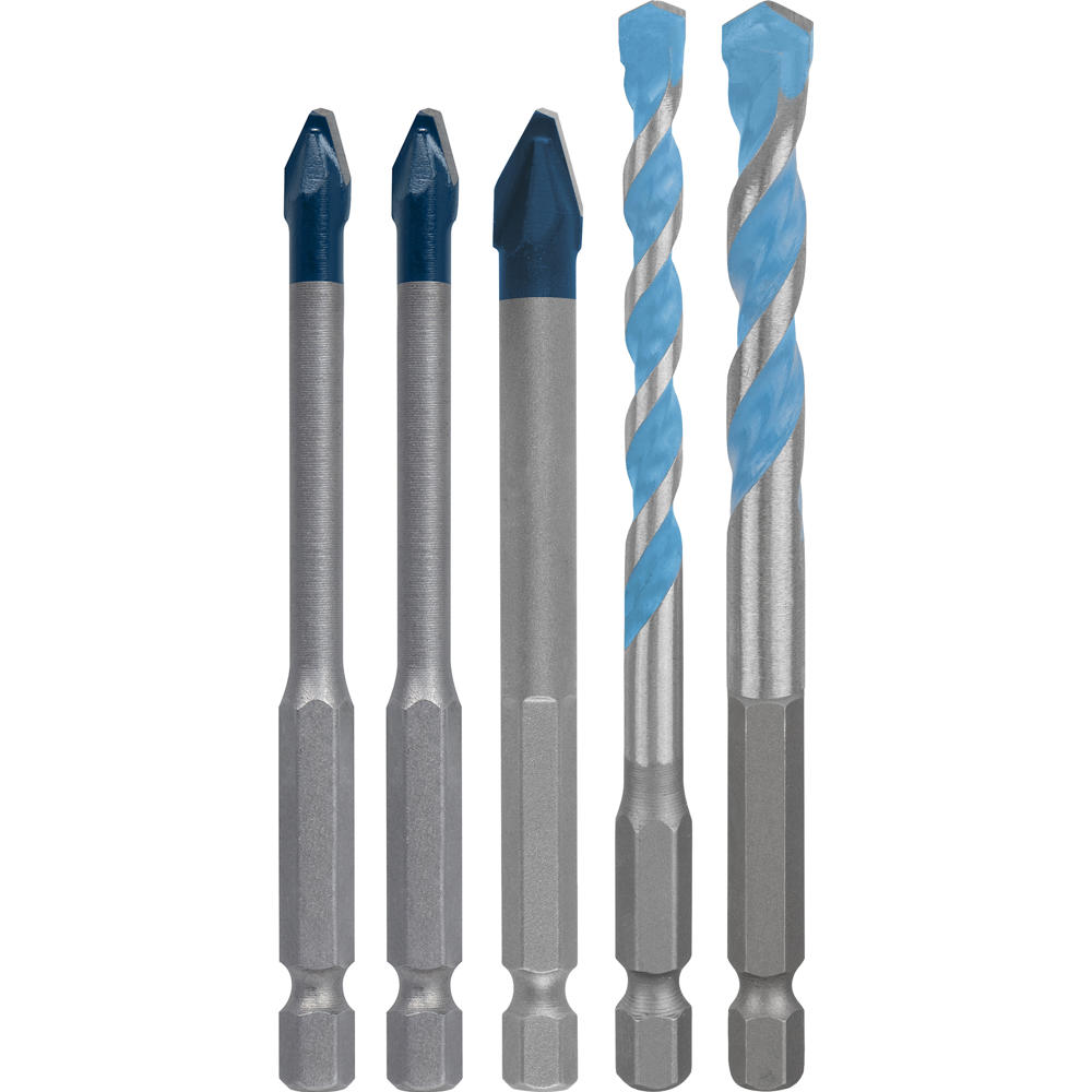 Image of Bosch EXPERT 5 Piece HEX-9 Hard Ceramic Tile and Multi Construction Drill Bit Set