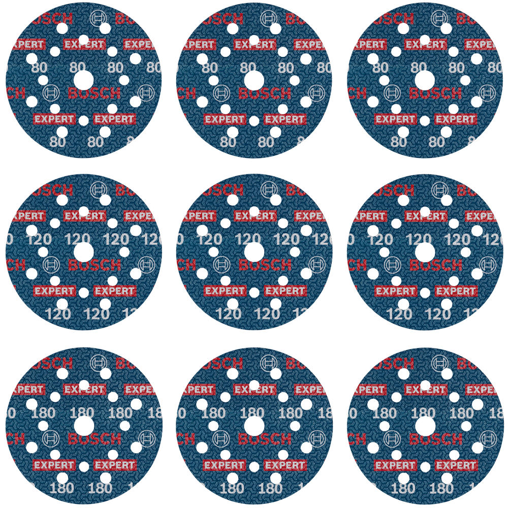 Image of Bosch EXPERT O780 Foil Sanding Discs 125mm 125mm Assorted Pack of 9