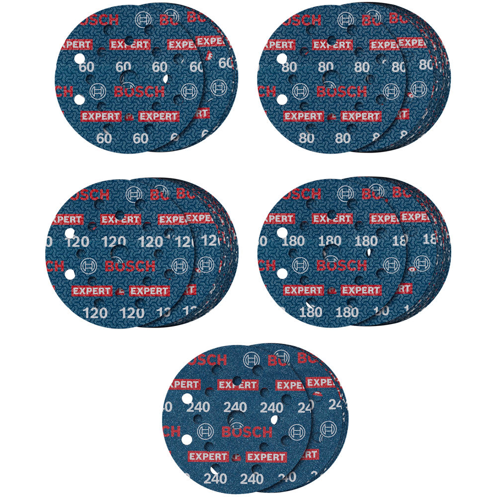 Image of Bosch EXPERT O780 Foil Sanding Discs 125mm 125mm Assorted Pack of 55