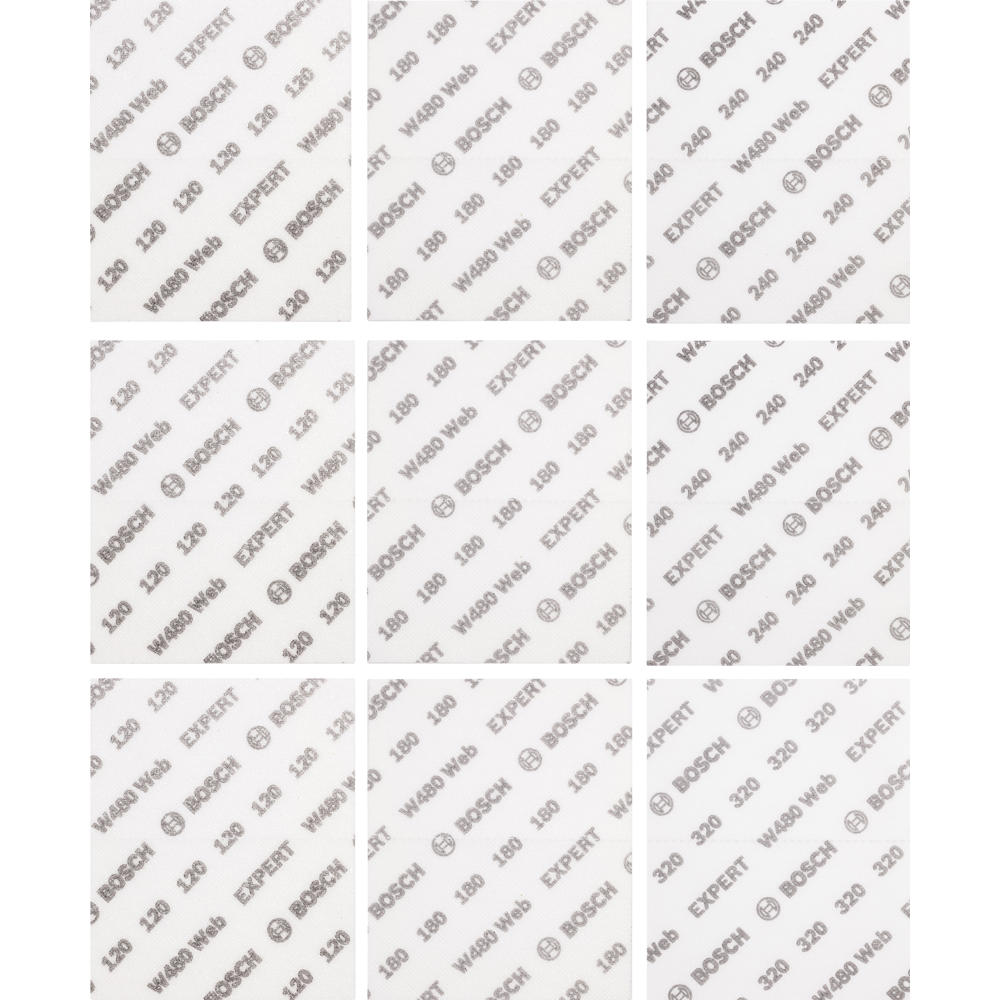 Bosch EXPERT M480 Flexi-Web 1/4 Mesh Sanding Sheet 115mm X 140mm Assorted Pack of 9