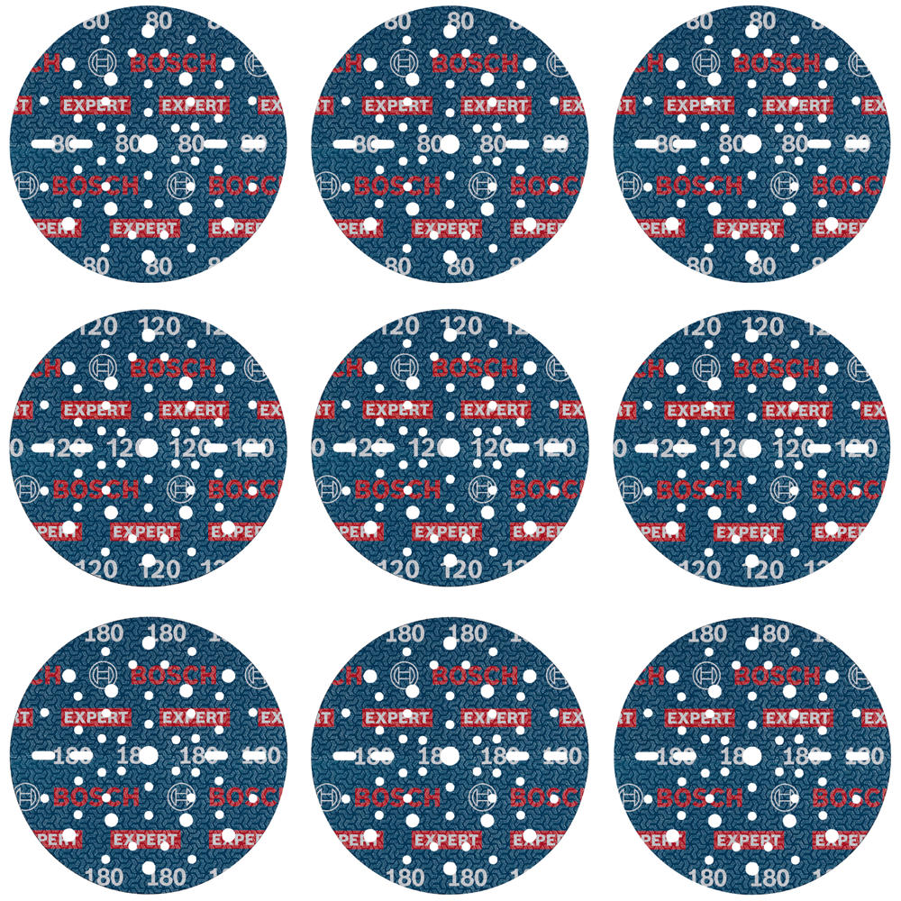 Image of Bosch EXPERT O780 Foil Sanding Discs 150mm 150mm Assorted Pack of 9