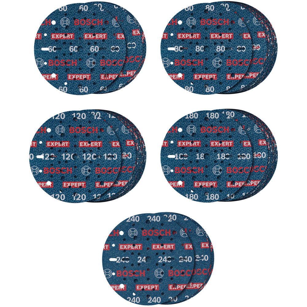 Image of Bosch EXPERT O780 Foil Sanding Discs 150mm 150mm Assorted Pack of 55