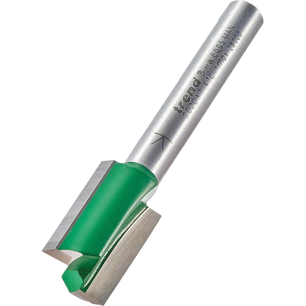 Trend CRAFTPRO Two Flute Straight Router Cutter 12.7mm 19.1mm 1/4