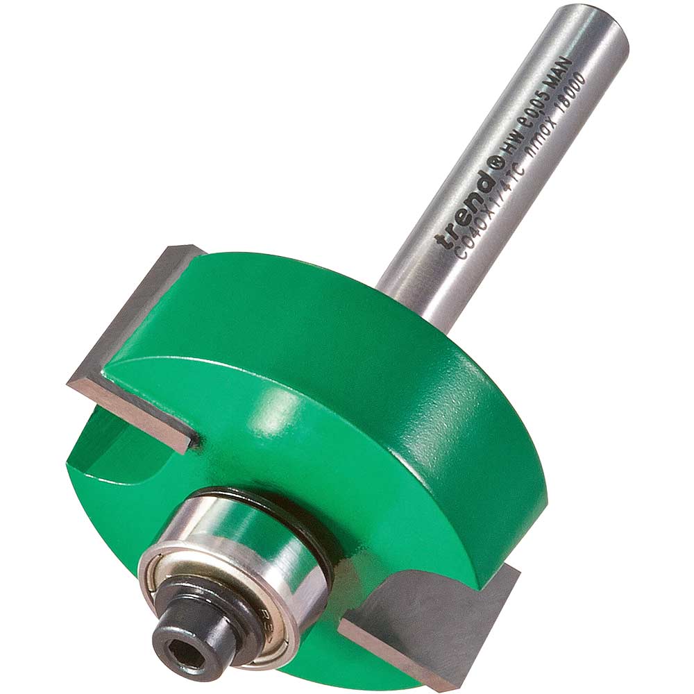 Image of Trend Bearing Self Guided Rebate Router Cutter 35mm 12.7mm 1/4"