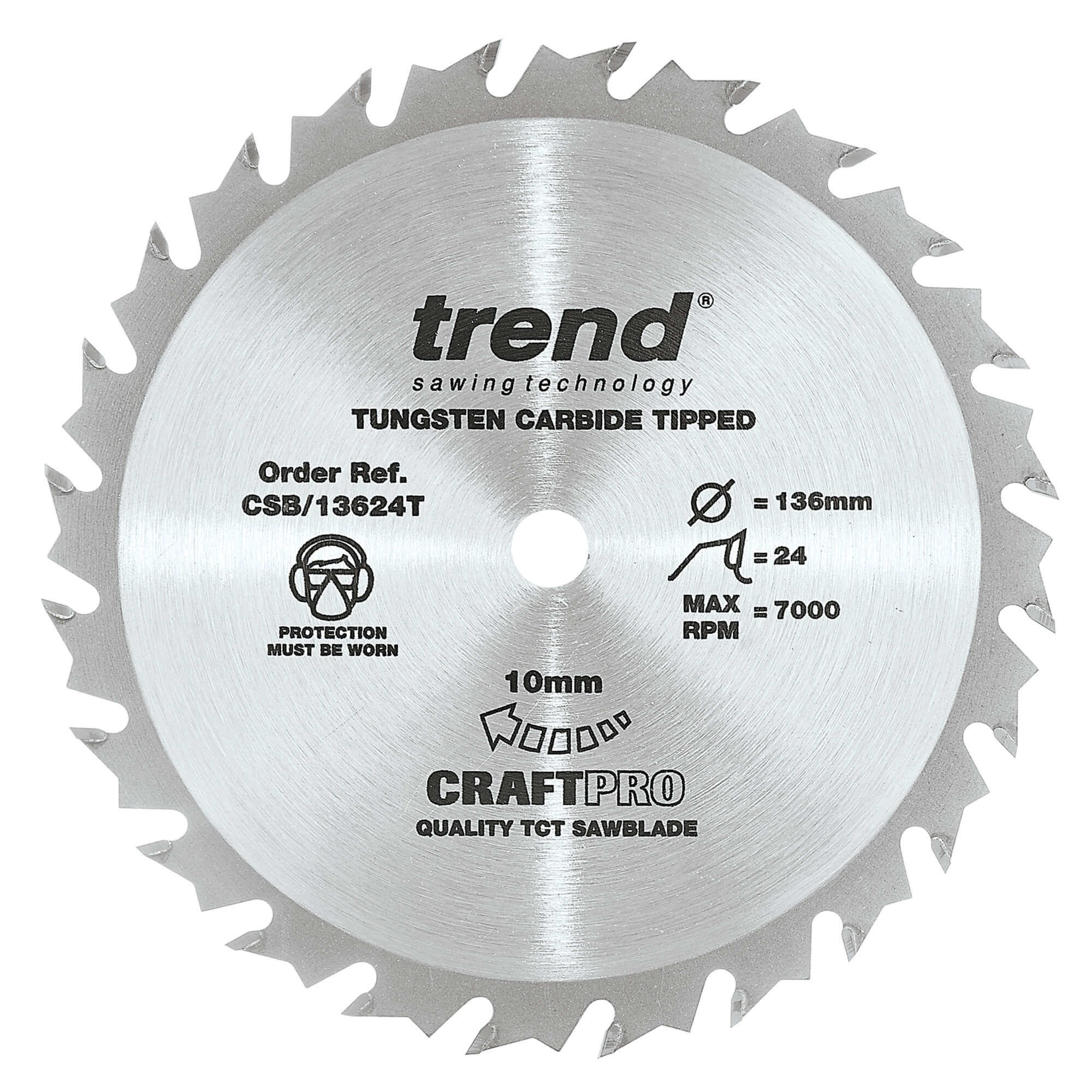 Image of Trend CRAFTPRO Wood Cutting Cordless Saw Blade 136mm 24T 10mm