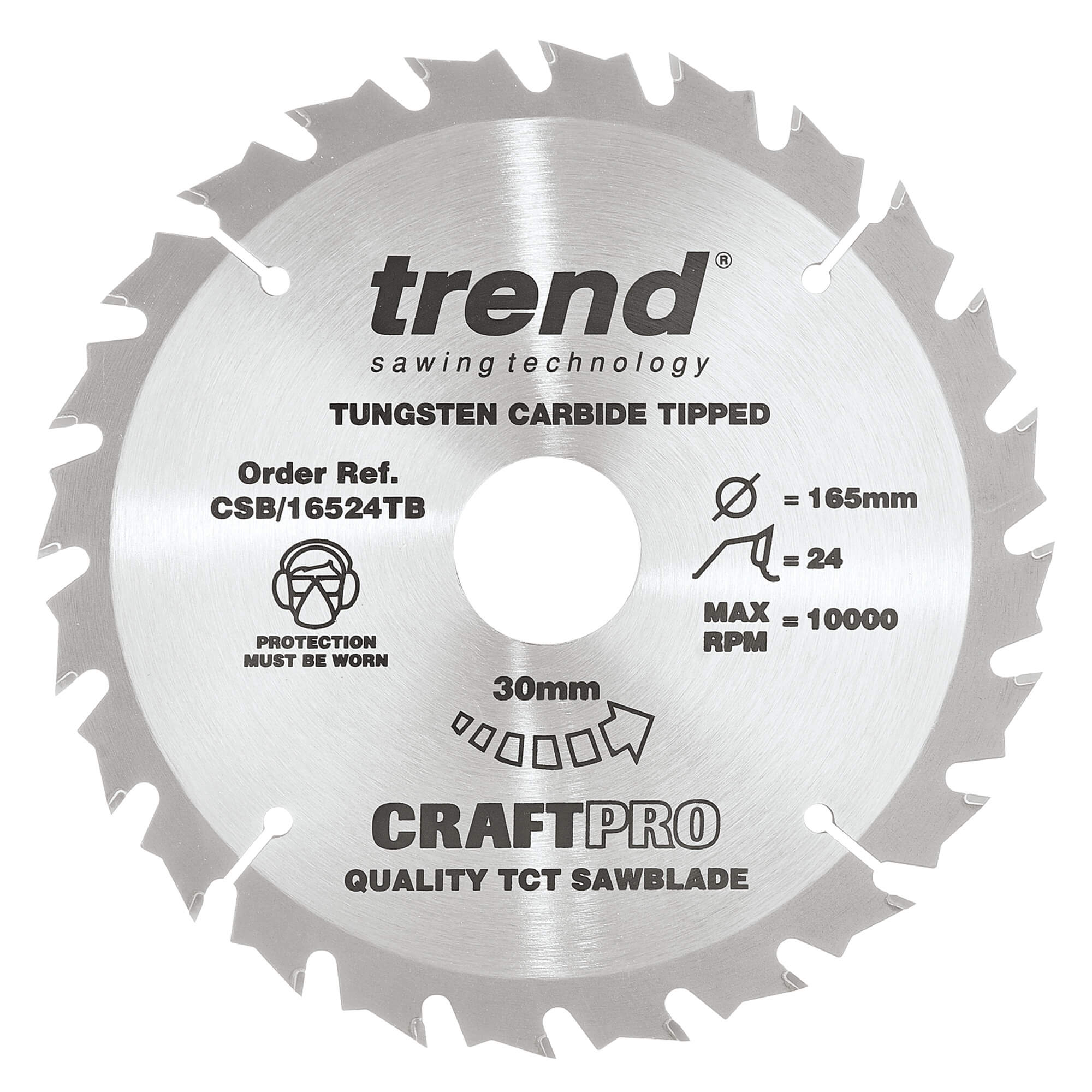 Image of Trend CRAFTPRO Wood Cutting Cordless Saw Blade 165mm 24T 30mm
