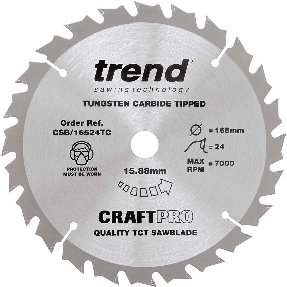 Image of Trend CRAFTPRO Wood Cutting Cordless Saw Blade 165mm 24T 15.88mm