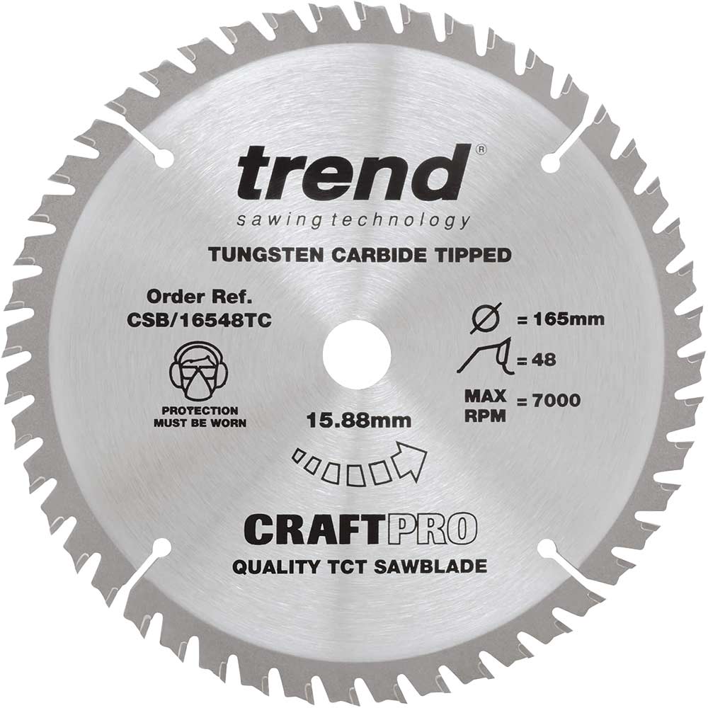 Trend CRAFTPRO Wood Cutting Cordless Saw Blade 165mm 48T 15.88mm