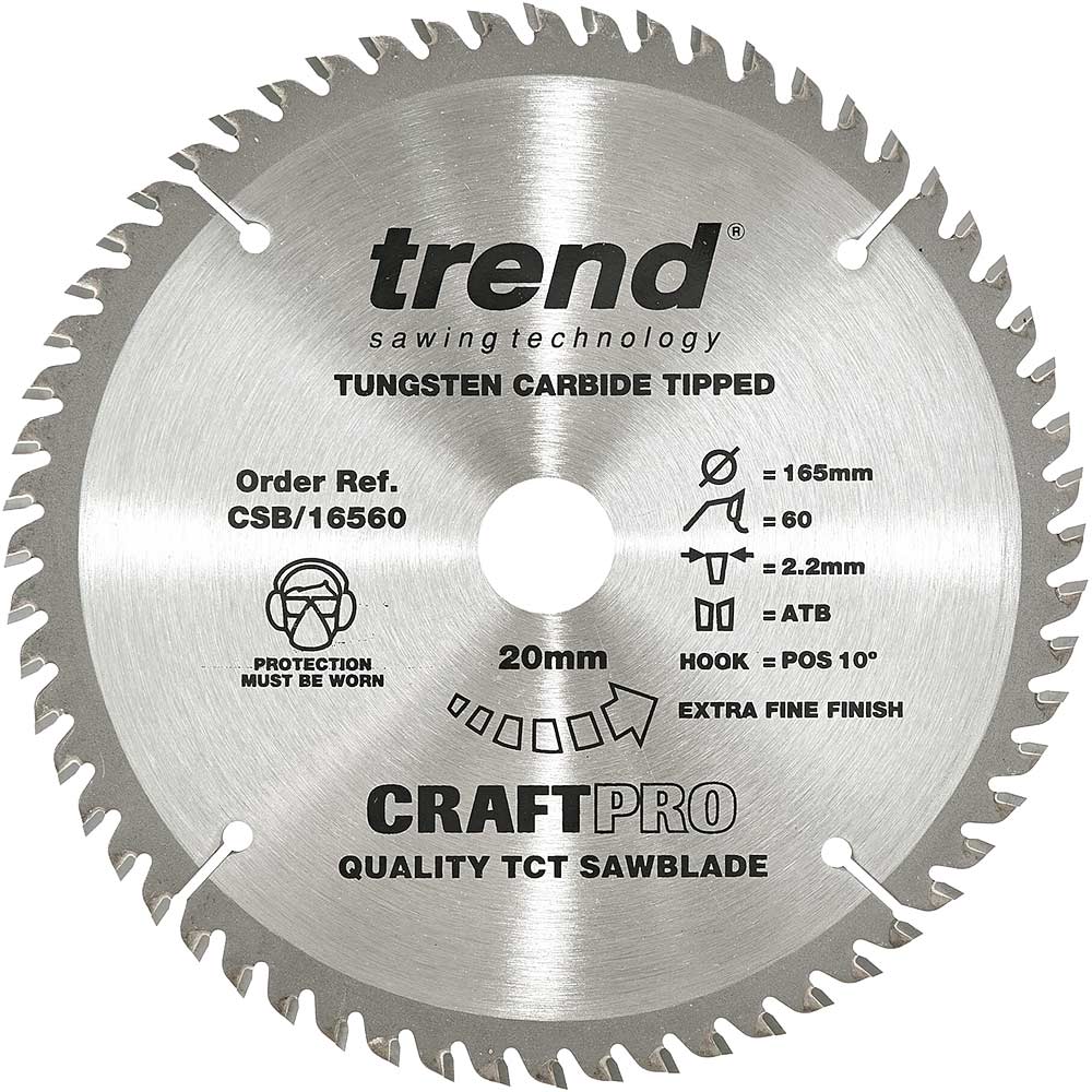 Trend CRAFTPRO Wood Cutting Saw Blade 165mm 60T 20mm