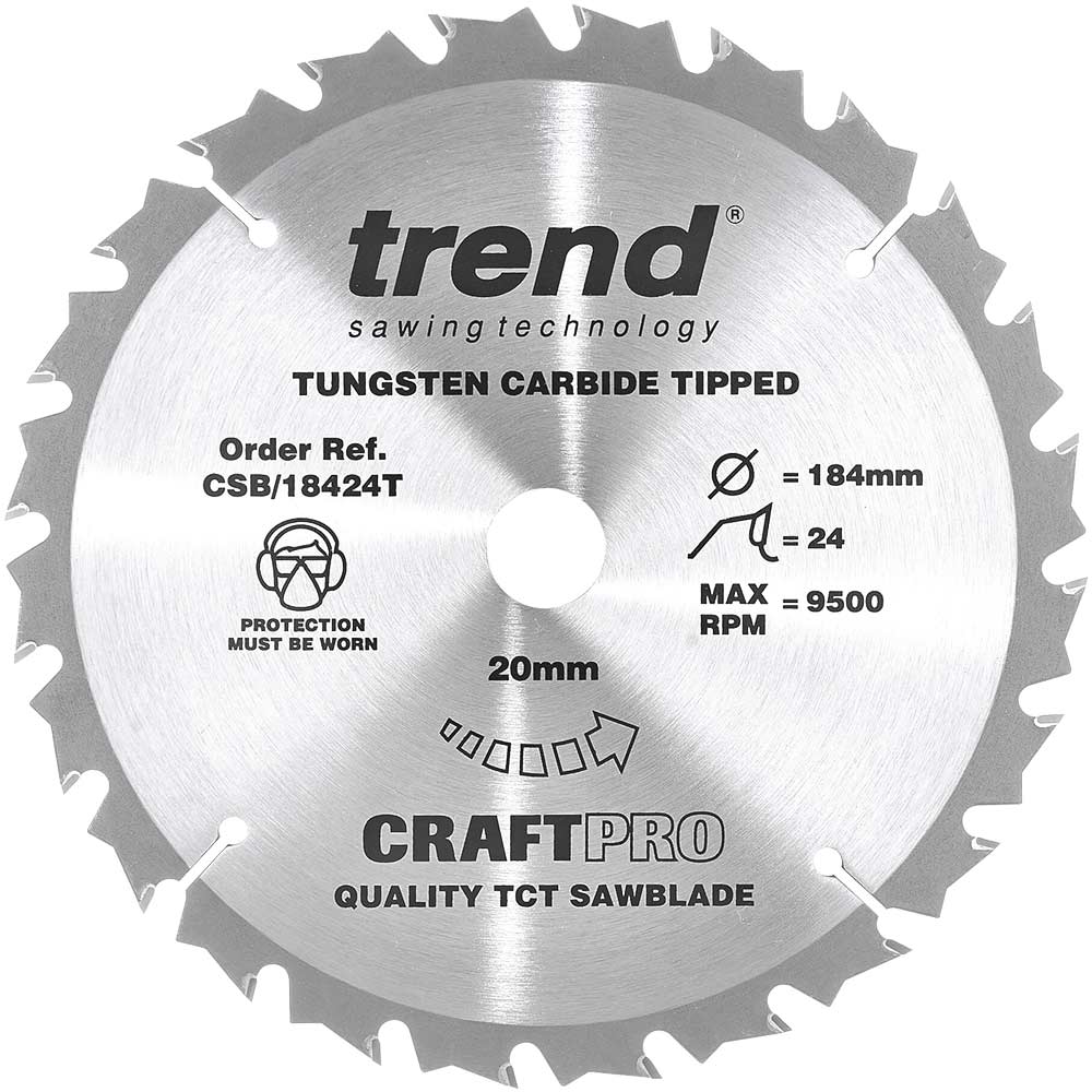 Trend CRAFTPRO Wood Cutting Cordless Saw Blade 184mm 24T 20mm