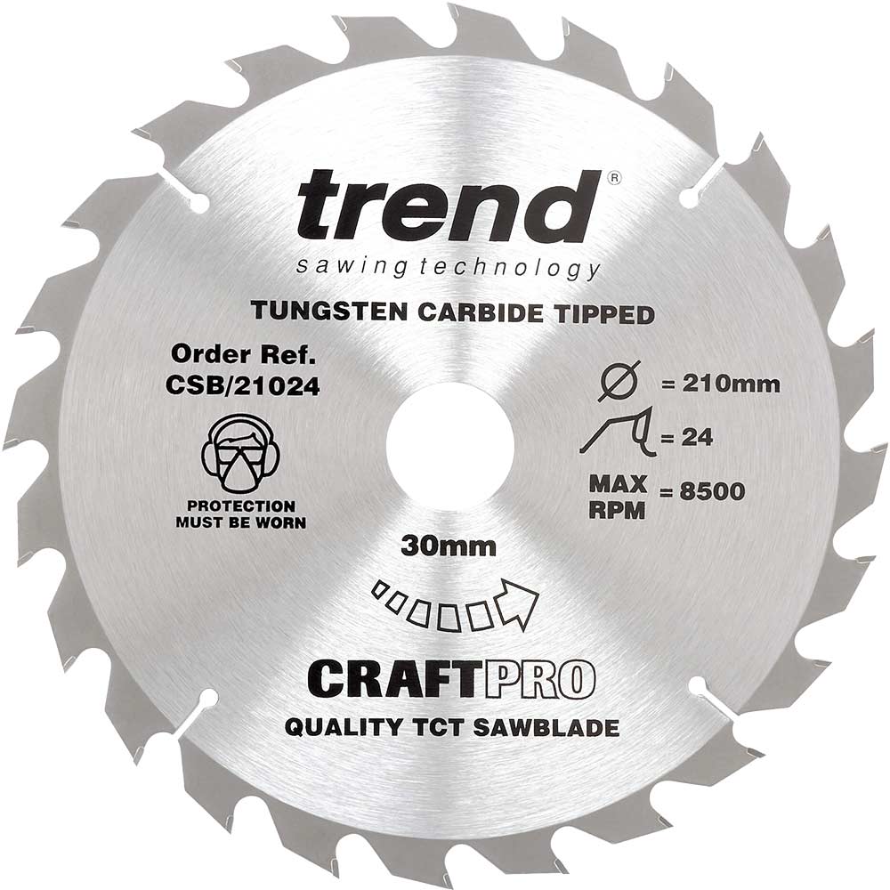 Trend CRAFTPRO Wood Cutting Saw Blade 210mm 24T 30mm