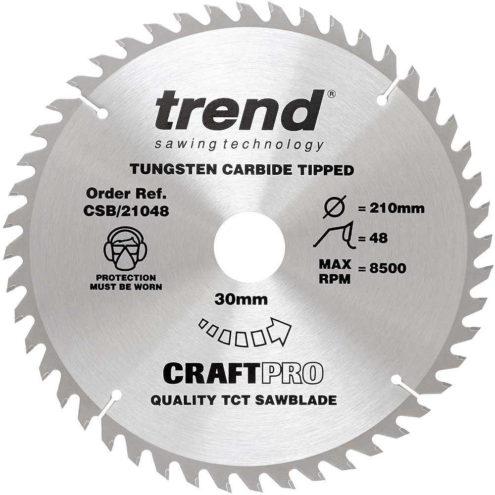 Trend CRAFTPRO Wood Cutting Saw Blade 210mm 48T 30mm