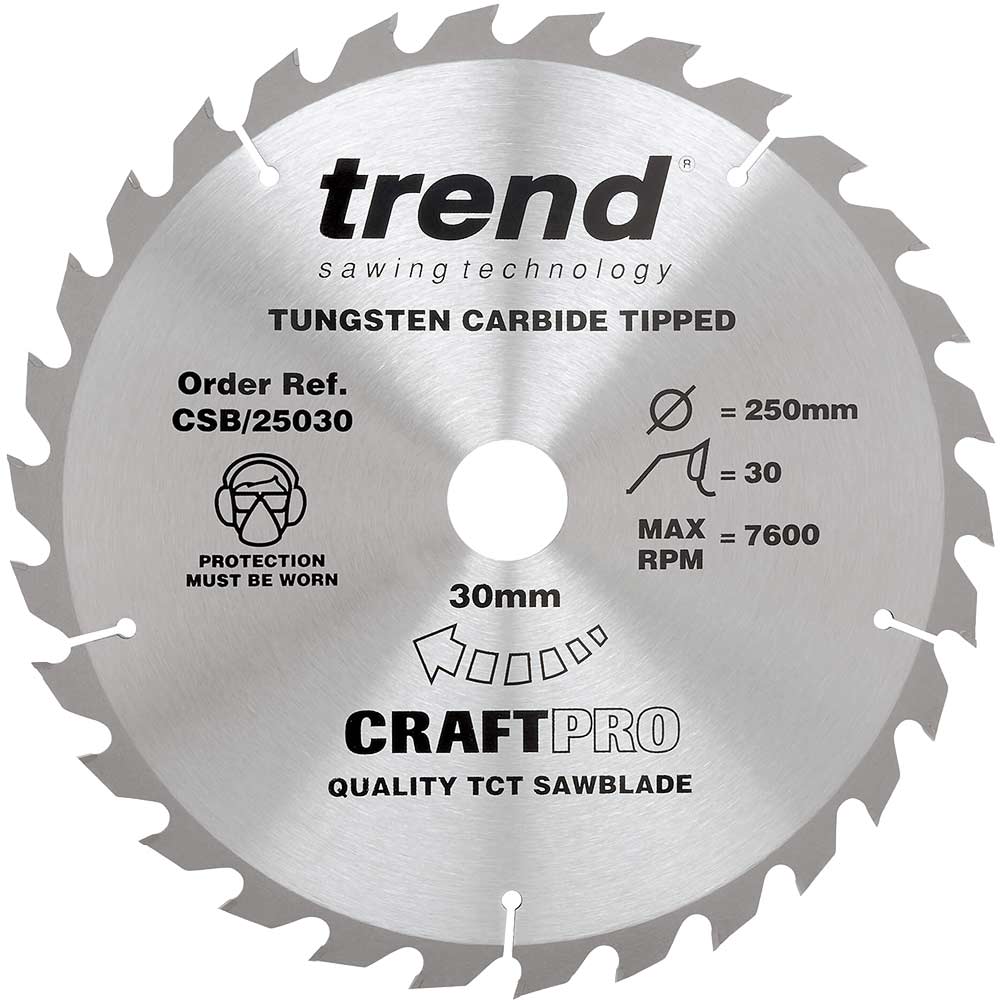 Trend CRAFTPRO Wood Cutting Saw Blade 250mm 30T 30mm