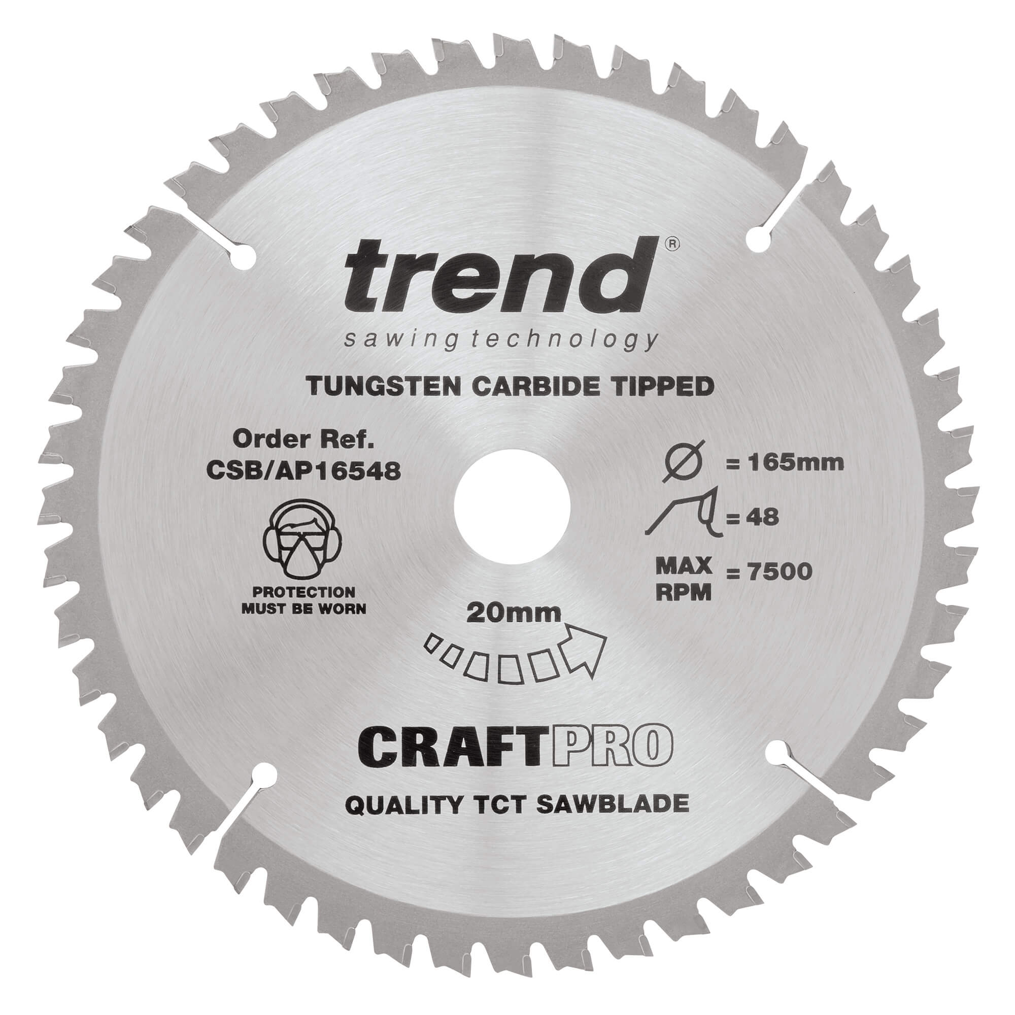 Image of Trend CRAFTPRO Aluminium and Plastic Cutting Saw Blade 165mm 48T 20mm