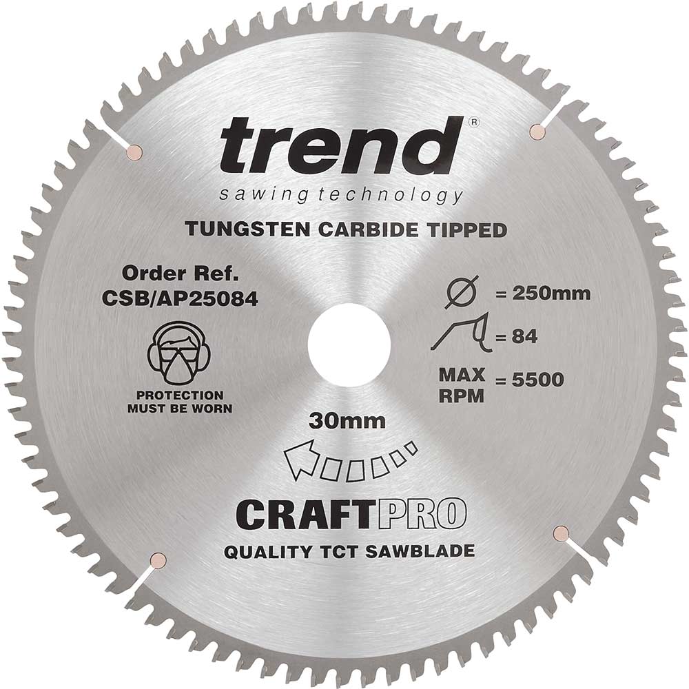Trend CRAFTPRO Aluminium and Plastic Cutting Saw Blade 250mm 84T 30mm