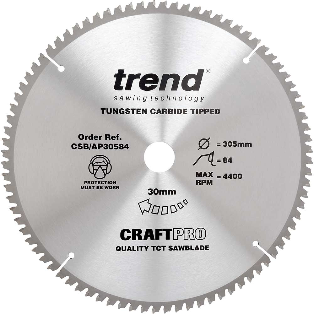 Trend CRAFTPRO Aluminium and Plastic Cutting Saw Blade 305mm 84T 30mm