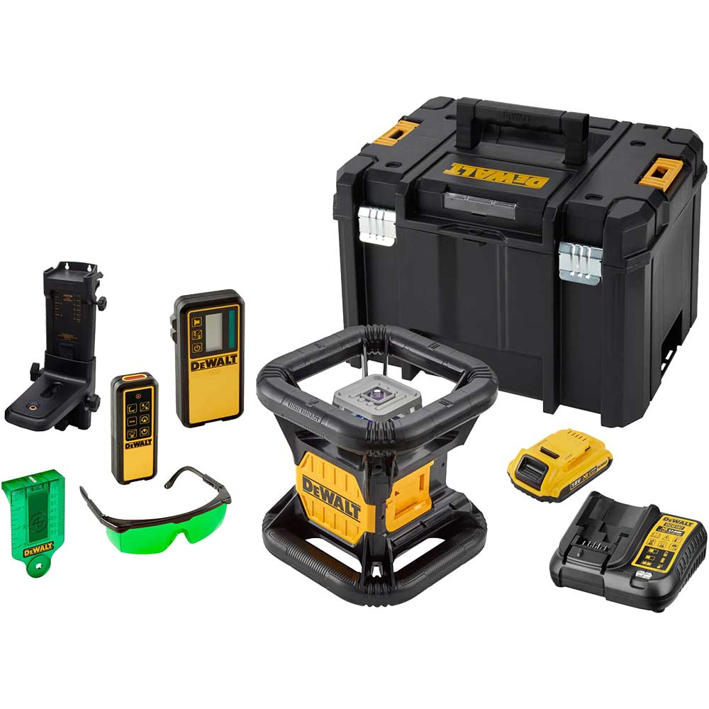 Image of DeWalt DCE079DIG 18v XR Cordless Rotary Green Laser Level Kit 1 x 2ah Li-ion Charger Case