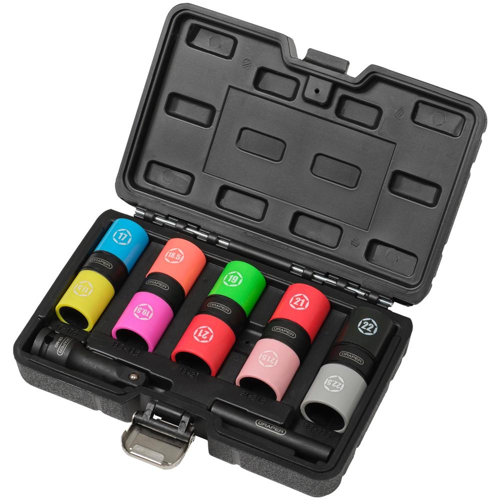 Draper 7 Piece 1/2" Drive Double Ended Wheel Nut Socket Set 1/2