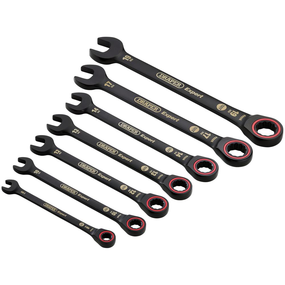 Draper Expert 7 Piece Hi-Torq Ratchet Combination Spanner Set