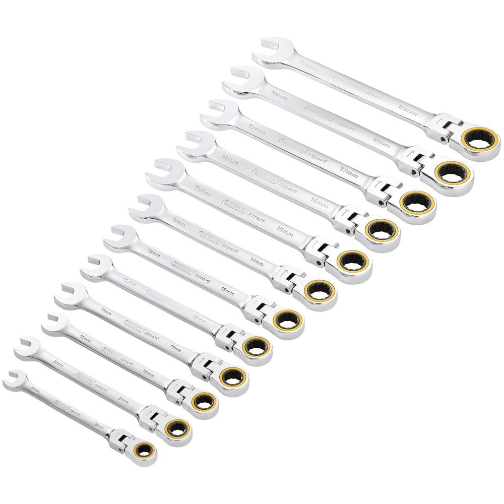 Click to view product details and reviews for Draper Expert 12 Piece Hi Torq Flexible Head Ratchet Combination Spanner Set.