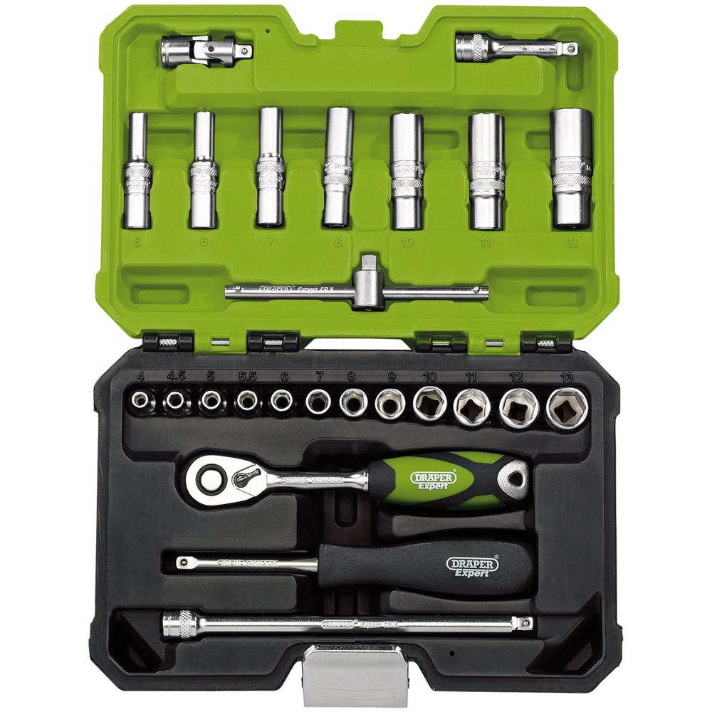 Expert 25 Piece 1/4" Drive Socket Set Metric