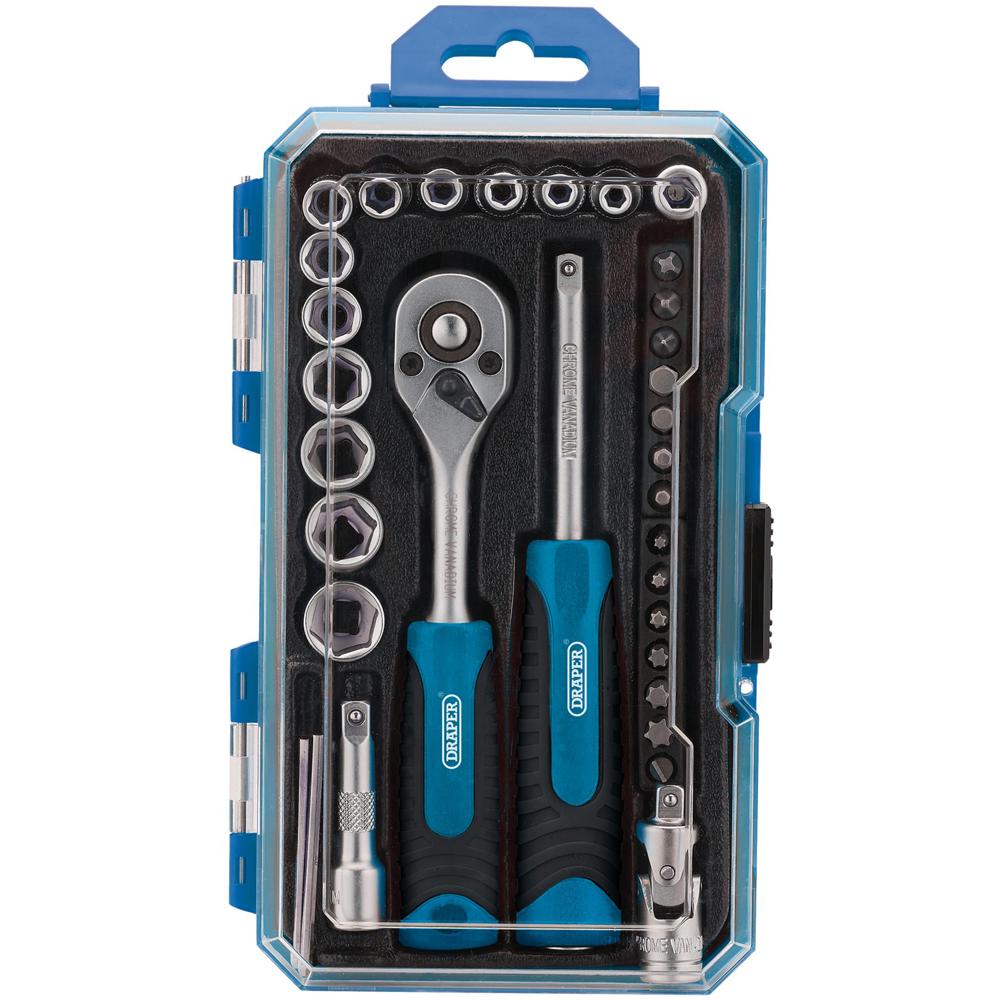 Draper 35 Piece 1/4" Drive Socket and Screwdriver Bit Set 1/4