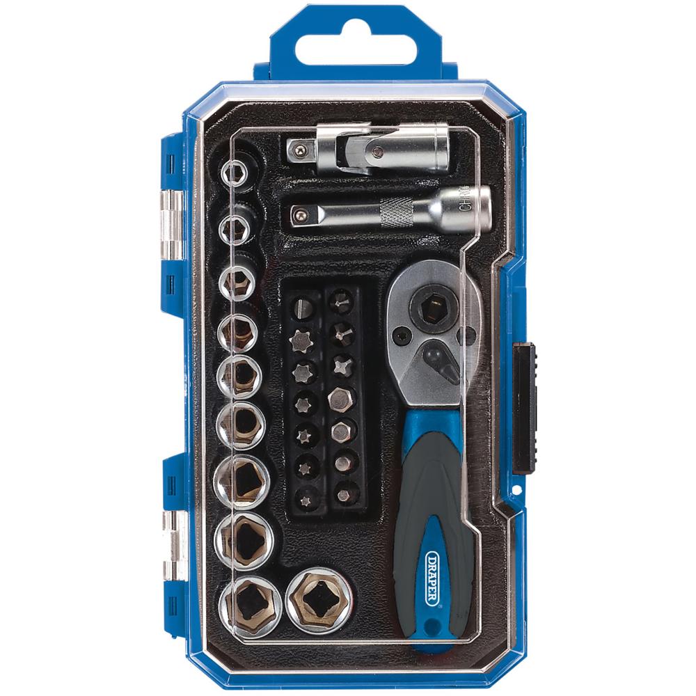Draper 27 Piece 1/4" Drive Socket and Screwdriver Bit Set 1/4