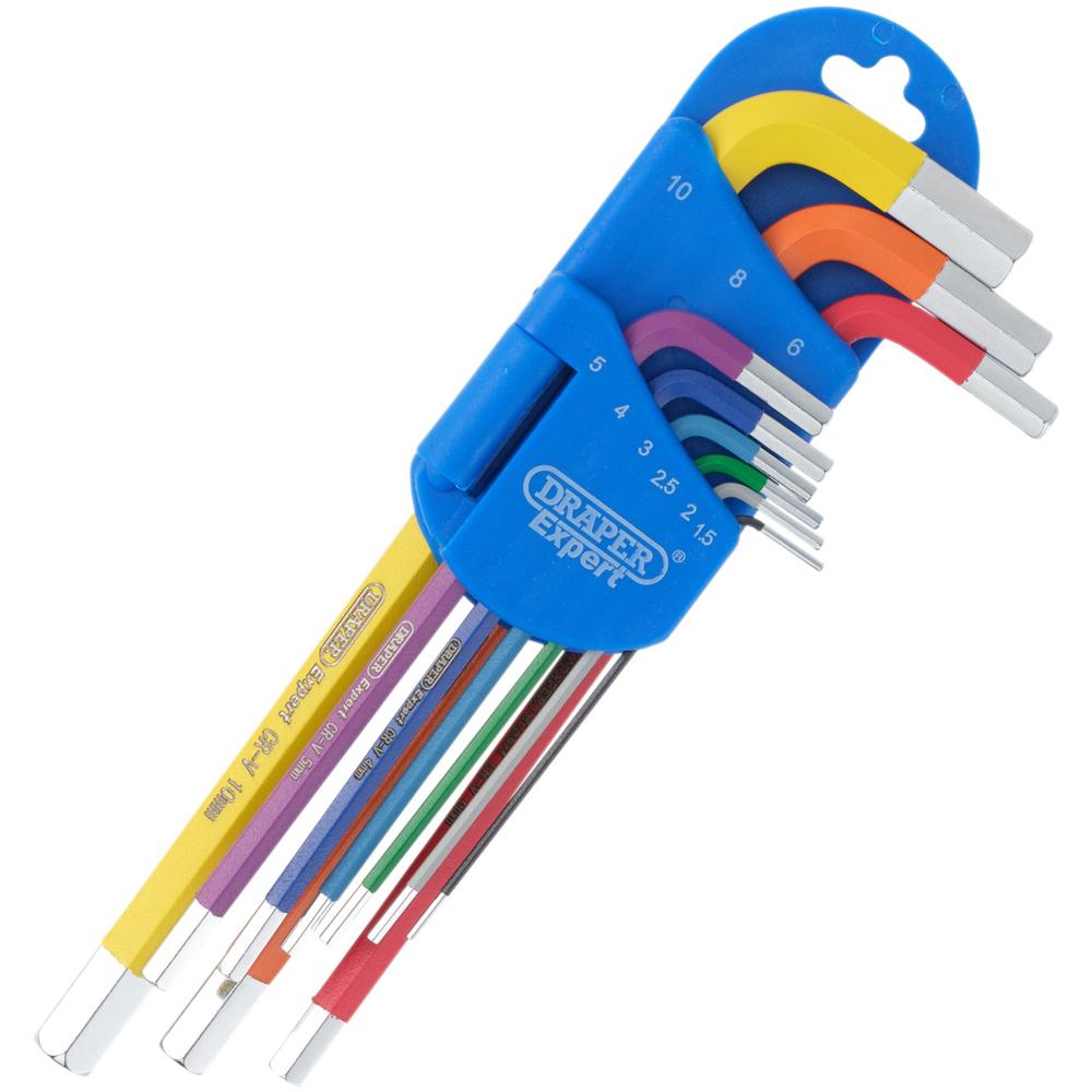 Expert 9 Piece Long Arm Colour Coded Hex Key Set