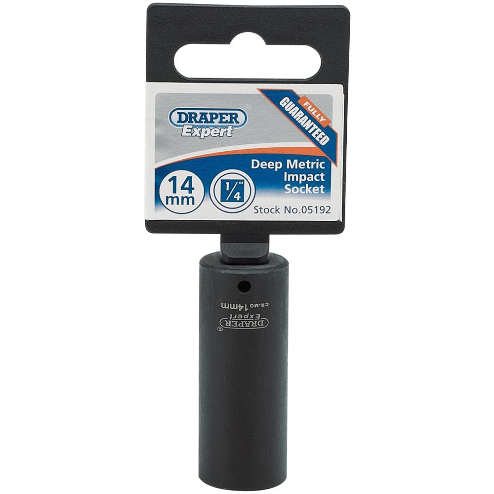 Draper Expert 1/4" Drive Hi Torq Hexagon Deep Impact Socket Metric 1/4" 14mm