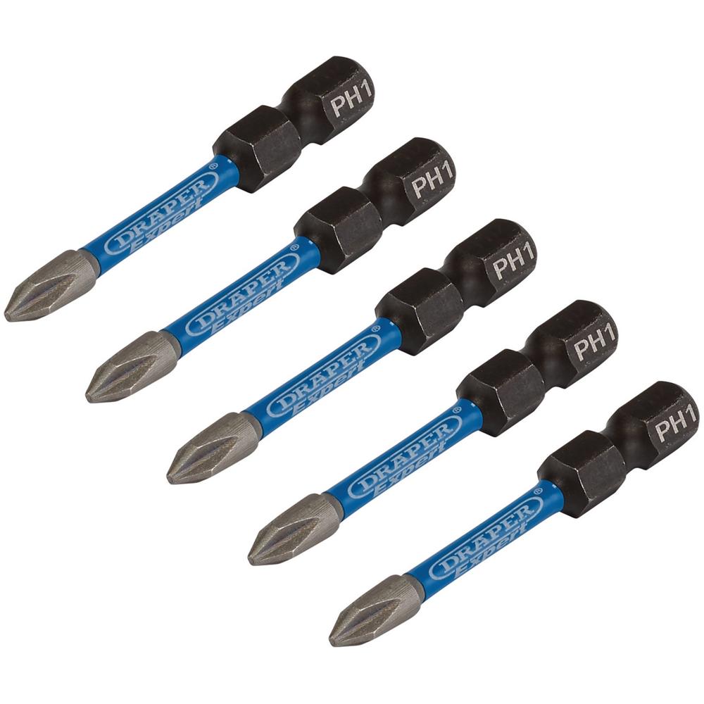 Draper Expert Impact Phillips Screwdriver Bits PH1 50mm Pack of 5
