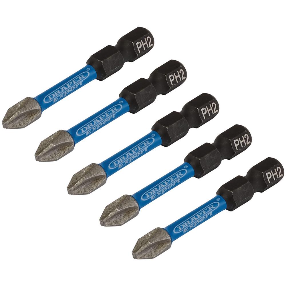 Draper Expert Impact Phillips Screwdriver Bits Ph2 50mm Pack Of 5