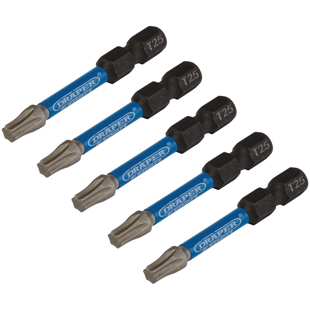 Draper Expert Impact Torx Screwdriver Bits T25 50mm Pack of 5