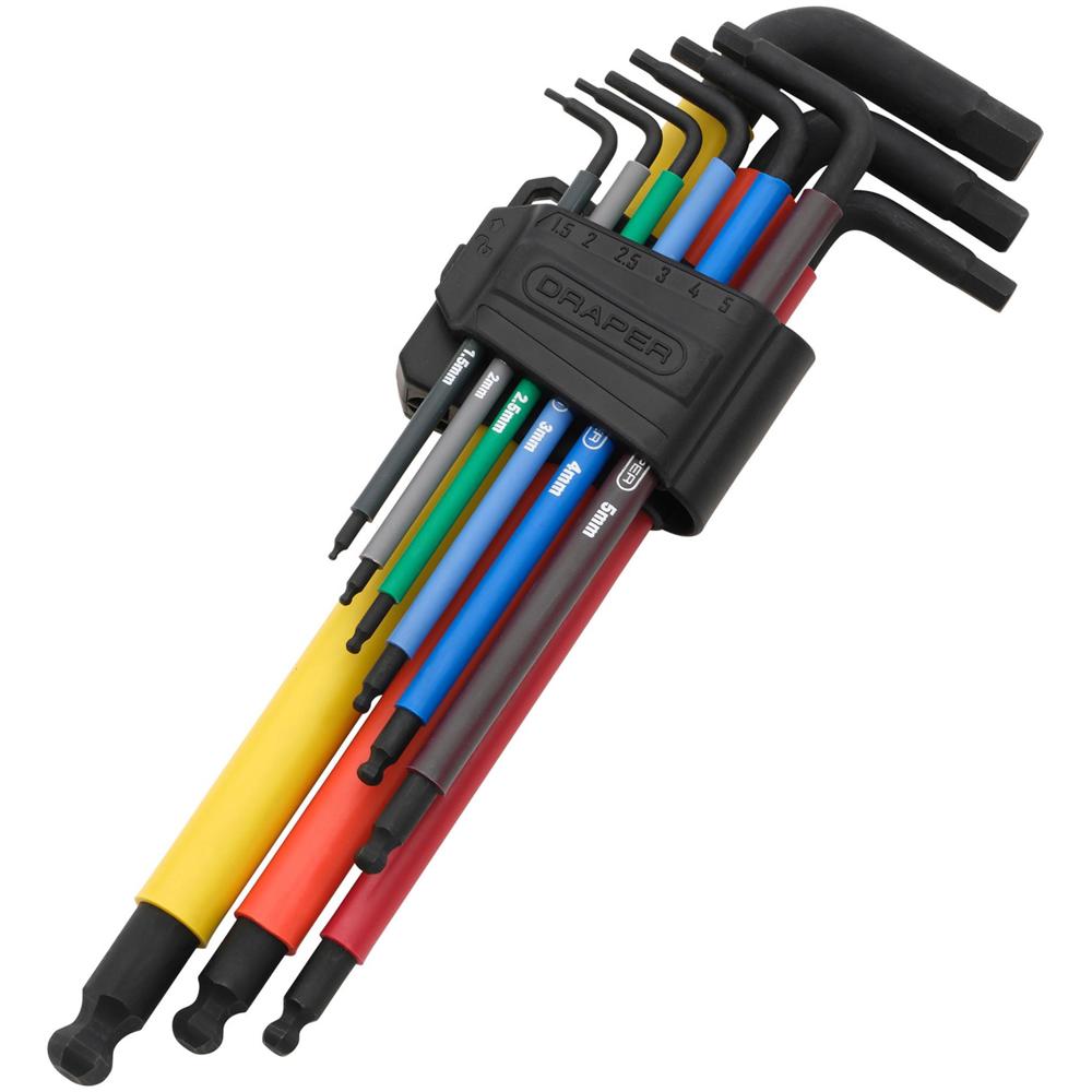 Draper 9 Piece Extra Long Arm Hexagon Allen Key Set