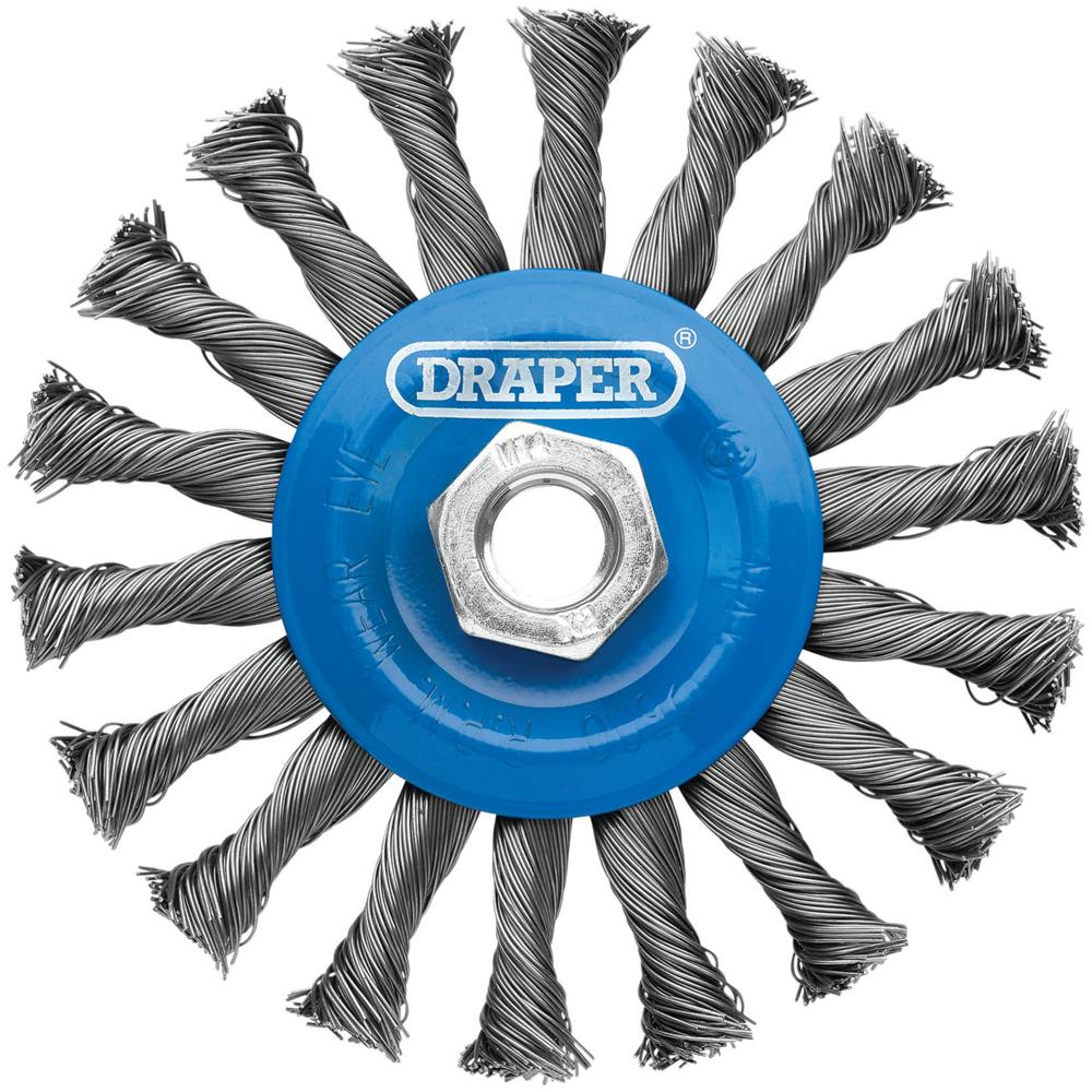 Draper Twist Knot Flat Wire Wheel Brush 115mm M14 Thread