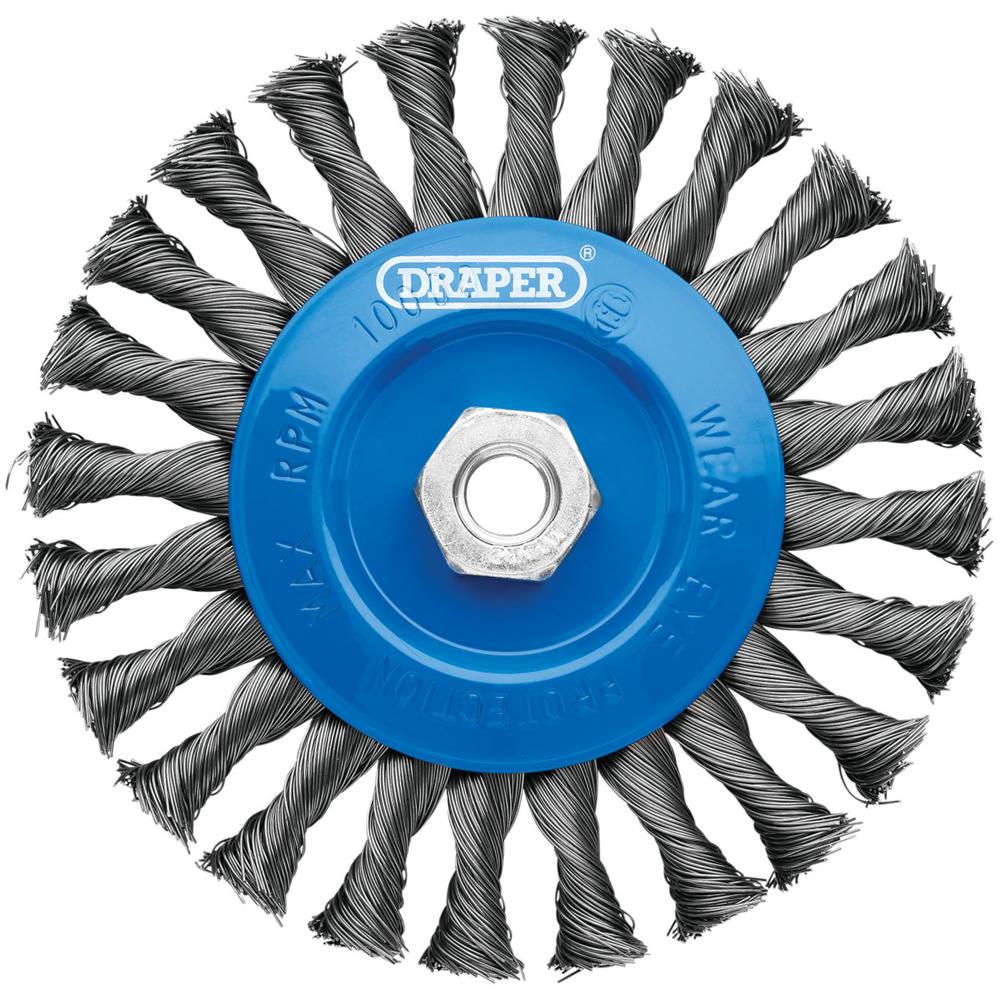 Draper Twist Knot Flat Wire Wheel Brush 150mm M14 Thread