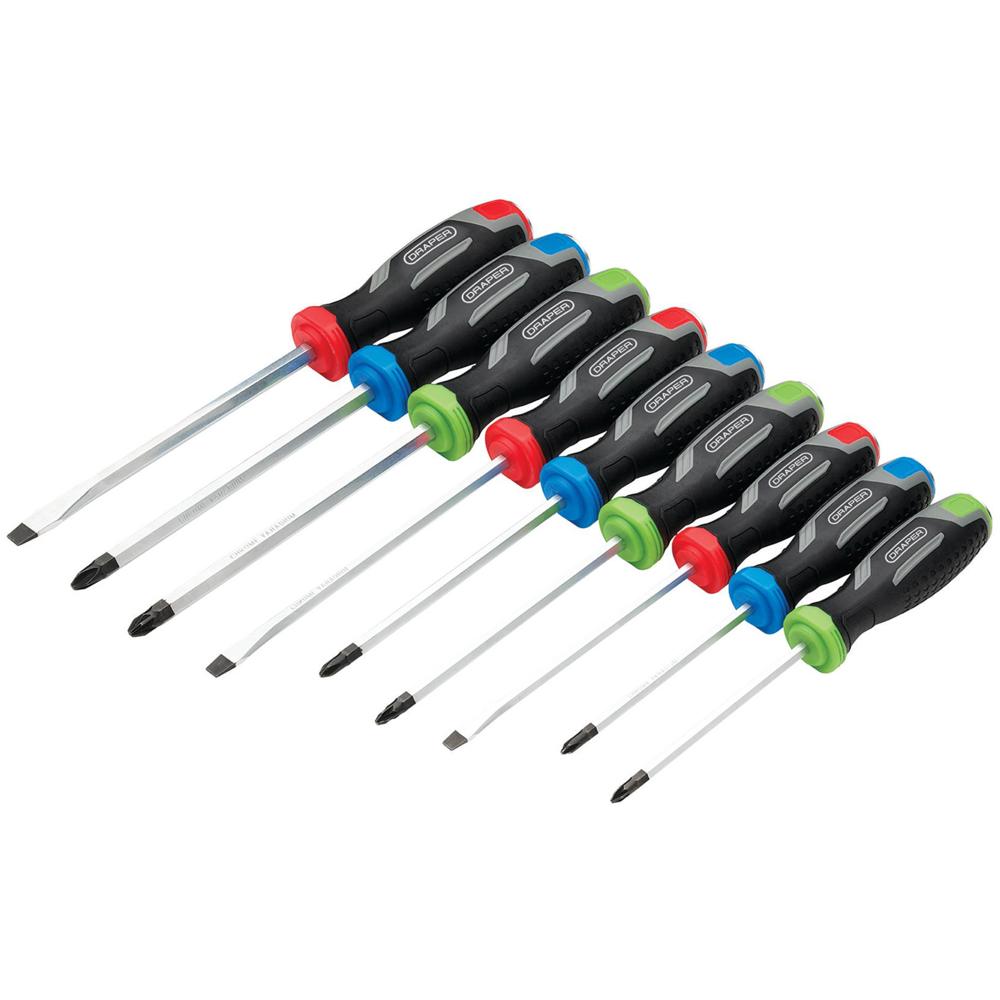 Draper 9 Piece Soft Grip Pound Thru Screwdriver Set