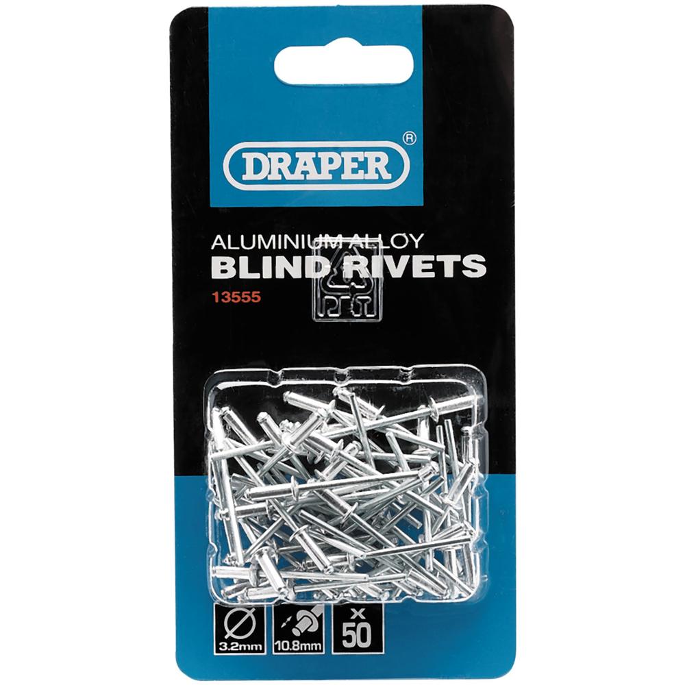 Draper Aluminium Pop Rivets 3.2mm 10.8mm Pack of 50