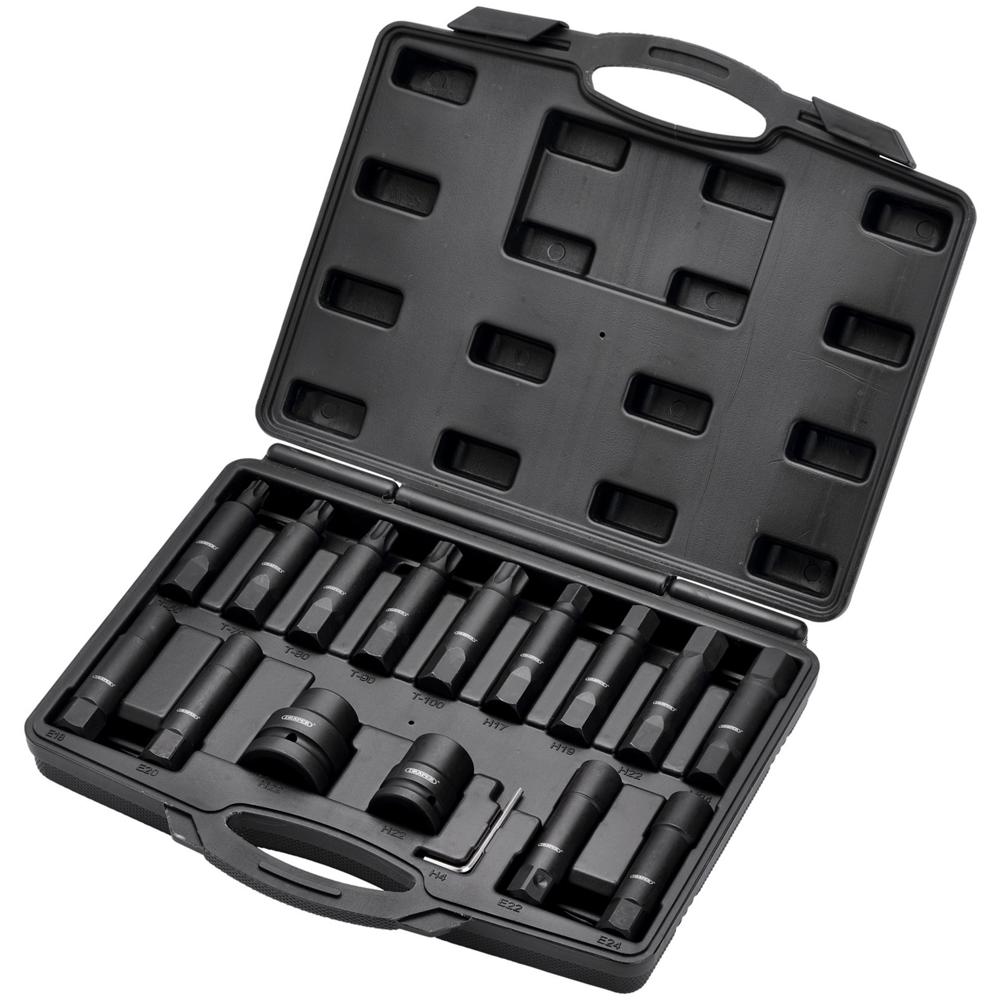 Draper 16 Piece 3/4" and 1" Drive Heavy Duty Automotive Socket Bit Set Combination