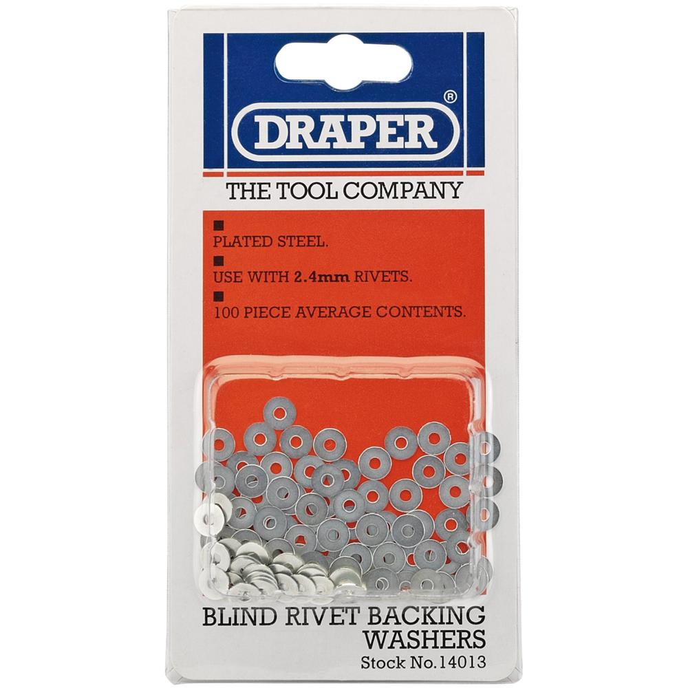 Draper Pop Rivet Washers 2.4mm Pack of 100