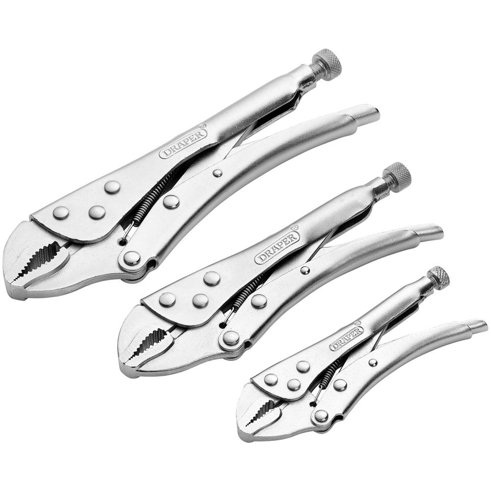 Draper 3 Piece Curved Jaw Self Grip Plier Set