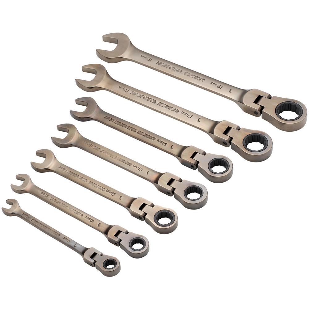 7 Piece Combination Flexible Heads Ratchet Spanner Set