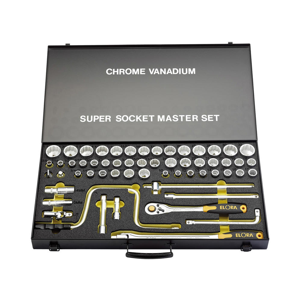 Elora 58 Piece 1/2" Drive Bi Hex Socket Set Metric and Imperial Whitworth / AF 1/2