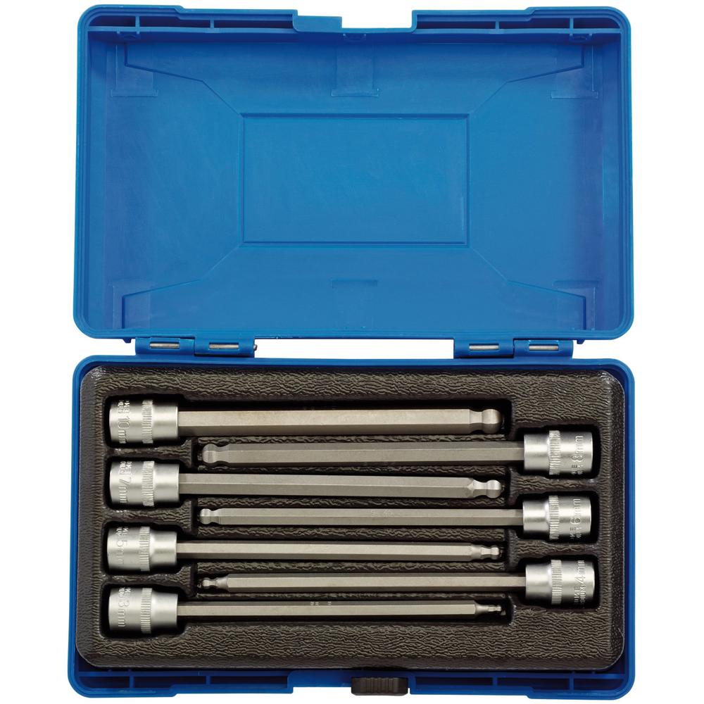 7 Piece 3/8" Drive Ball End Long Hexagon Socket Bit Set