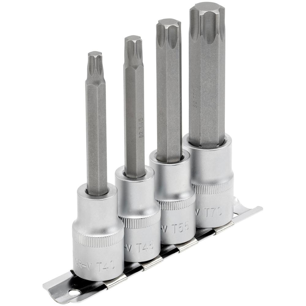 Draper 4 Piece 1/2" Drive Torx Socket Bit Set 1/2" 100mm