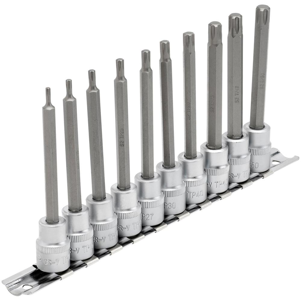 10 Piece 3/8" Drive Torx Plus Long Socket Bit Set