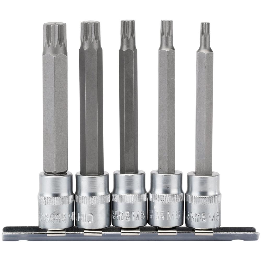 Draper 5 Piece 3/8" Drive Spline Socket Bit Set 3/8" 100mm