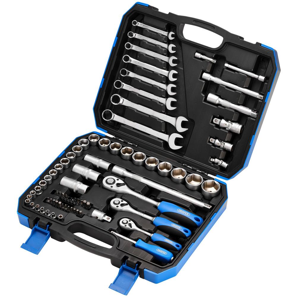 Draper 75 Piece Combination Drive Bit, Socket and Spanner Set Combination